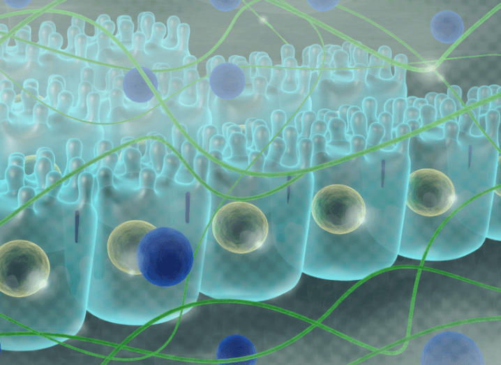 Illustration of a healing gel for inflamed cells to significantly improve treatment of Crohn’s disease and ulcerative colitis