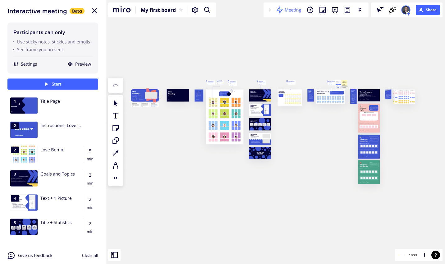 A view of Miro's collaborative software interface.