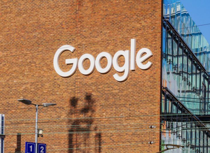 Google logo on an office building in Dublin, Ireland.