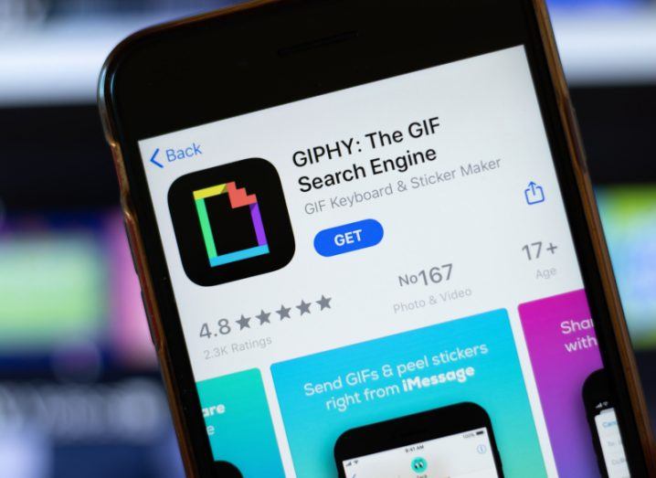 Giphy app on a smartphone.