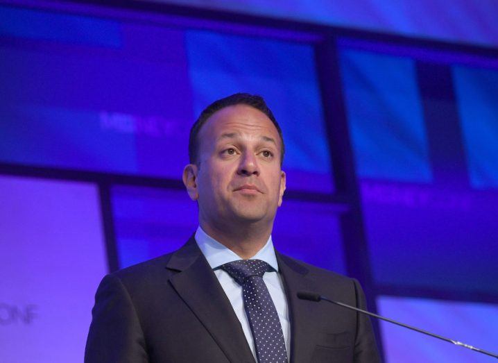 Leo Varadkar on stage at the RDS in Dublin in 2018.