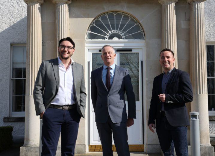 Outside of NovaUCD are CeADAR head of innovation and development Ricardo Simon Carbajo, Enterprise Ireland CEO Leo Clancy and xWave Technologies CEO Mitchell O’Gorman.
