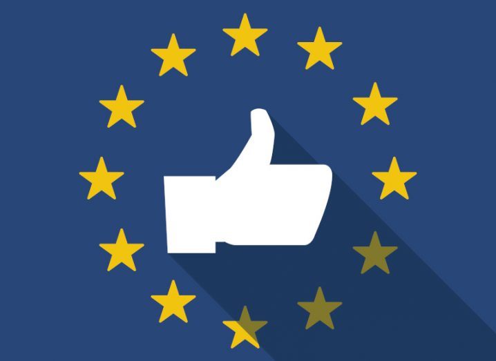 EU flag with a Facebook like symbol in the centre.
