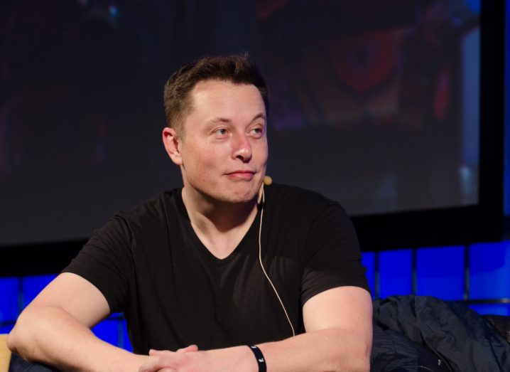 Elon Musk sitting down at Web Summit 2013.