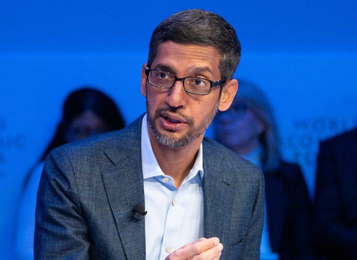 Alphabet and Google CEO Sundar Pichai at the at the World Economic Forum Annual Meeting in 2020.