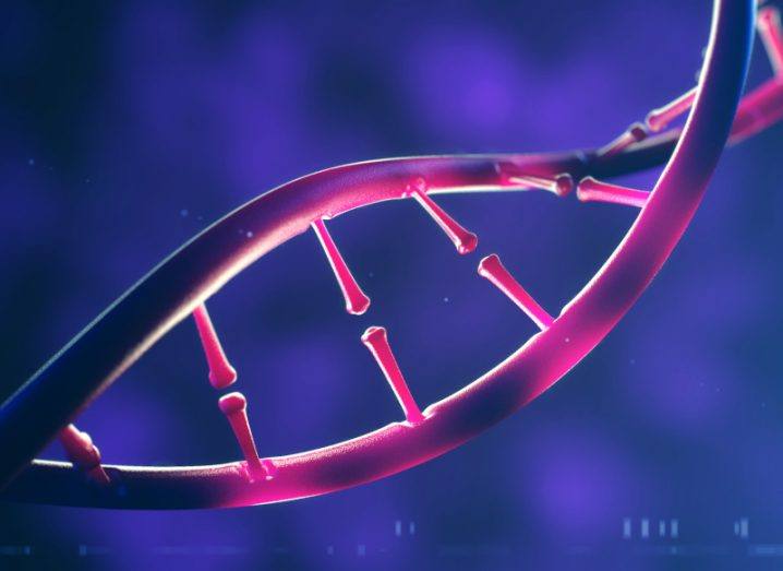 3D illustration of DNA molecule, closeup of the human genome.