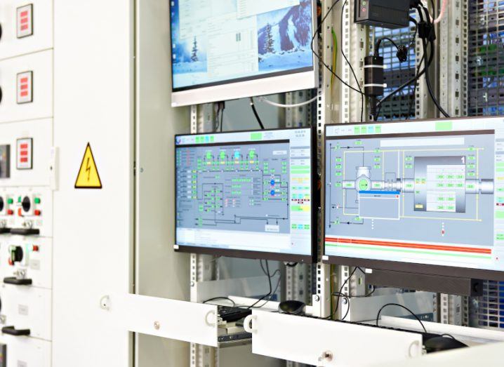 Computer screens monitoring the processes of a facility.