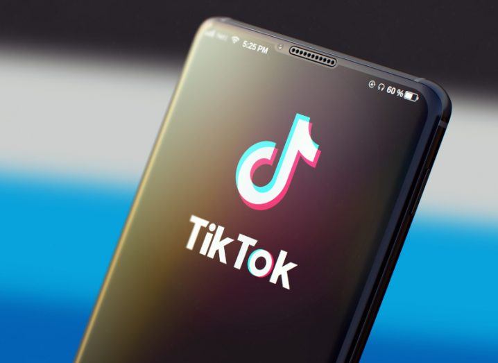 TikTok logo and name on a black mobile phone screen.