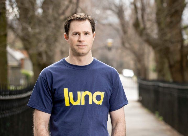 Luna CEO Andrew Fleury wearing a t-shirt with the company logo.