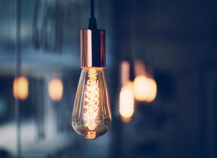 Close-up of a glowing light bulb.