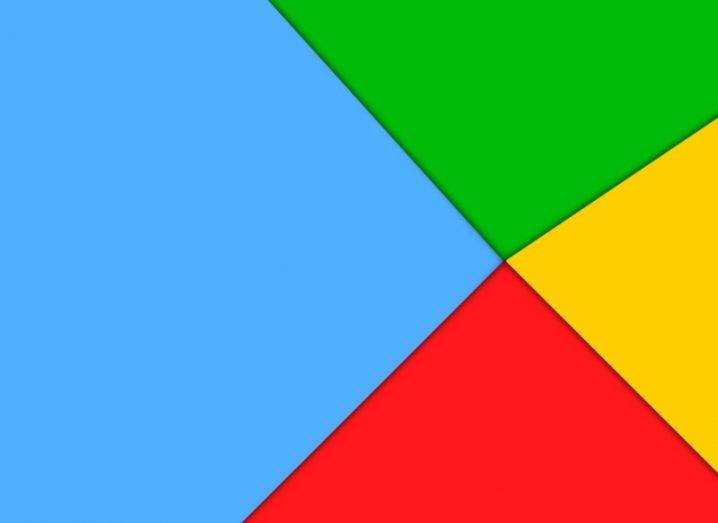 Abstract image of four colours, blue, green, yellow, and red, on the Google Play logo.