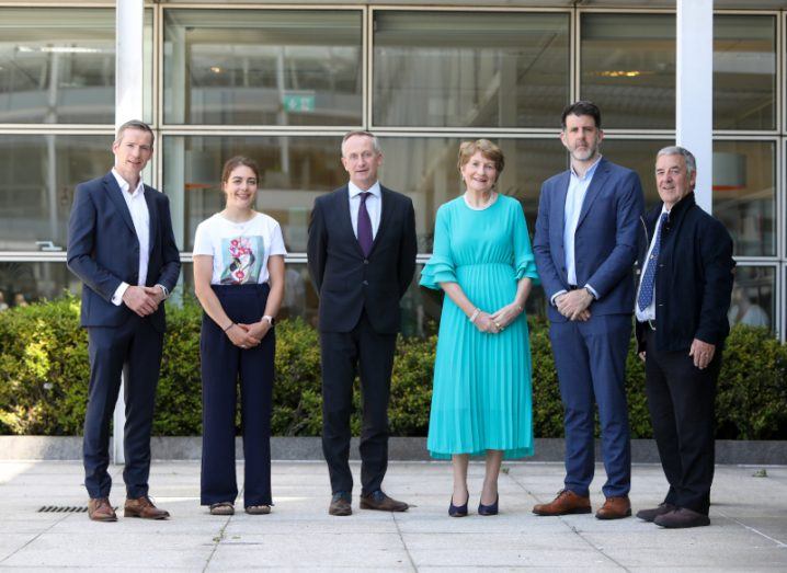 Enterprise Ireland CEO Leo Clancy stands in the middle of representatives from the four companies that were awarded EIC accelerator funding.