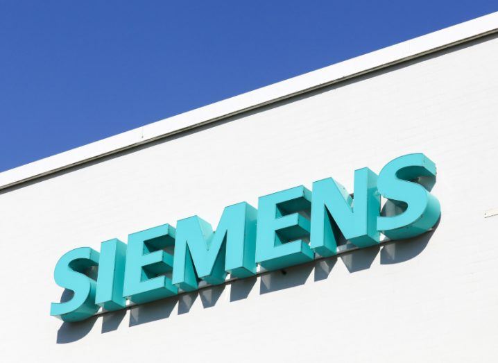 Siemens logo on a building.