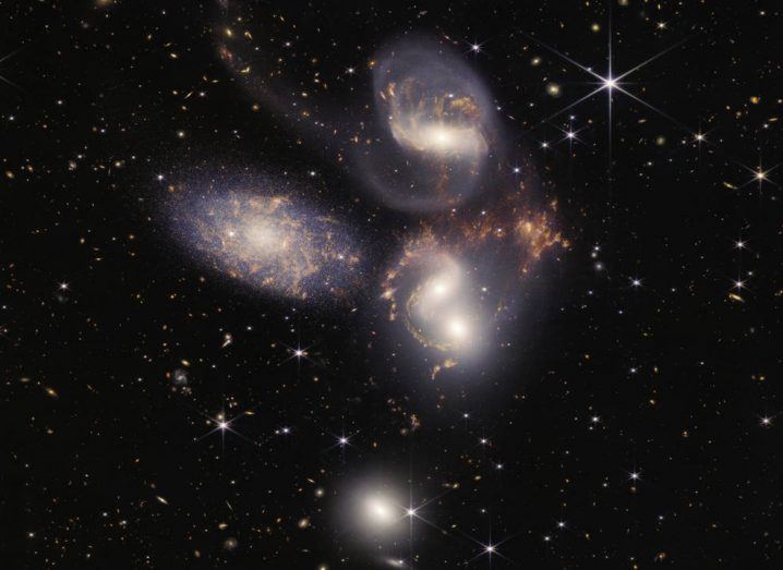 Stephan's Quintet image by the James Webb Space Telescope.