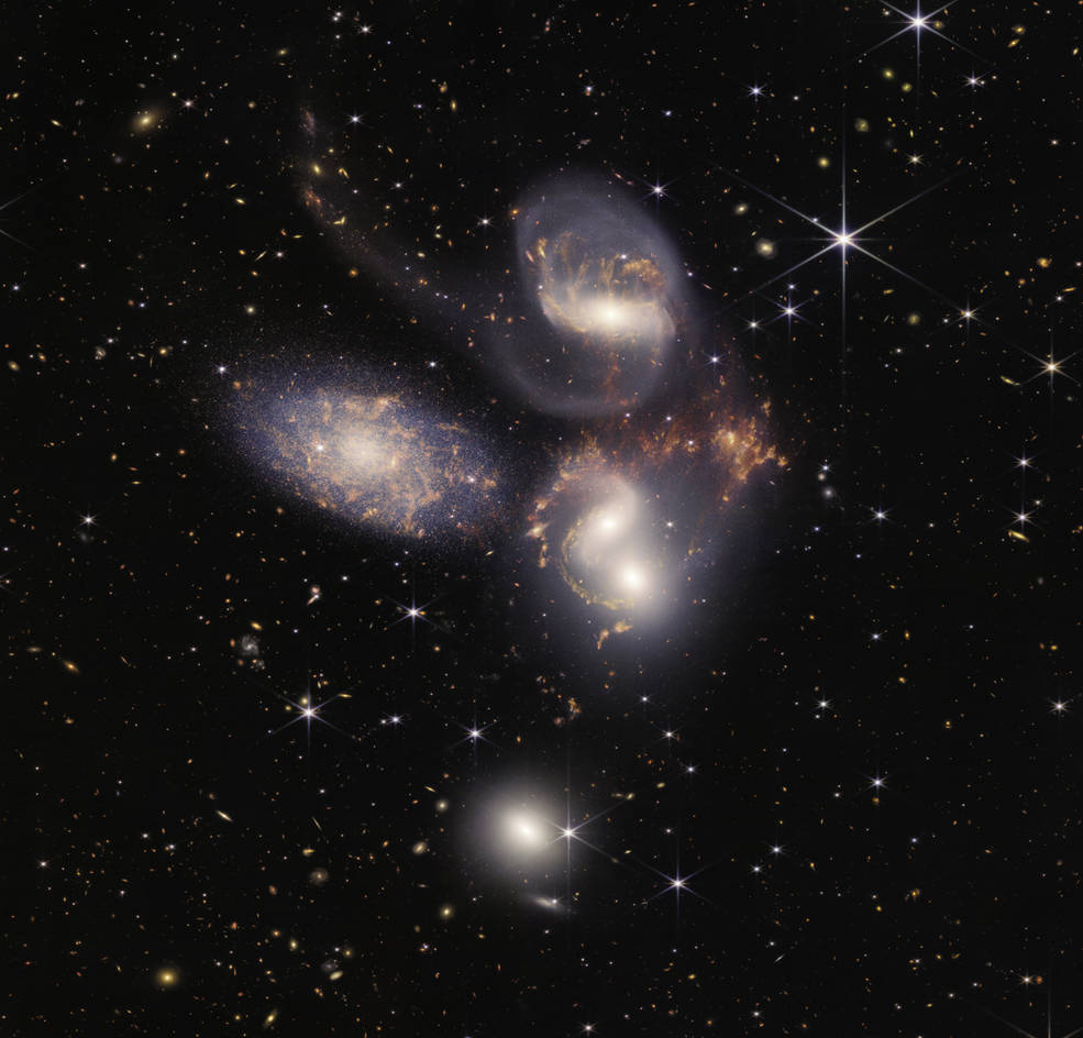 Stephan's Quintet image by the James Webb Space Telescope.