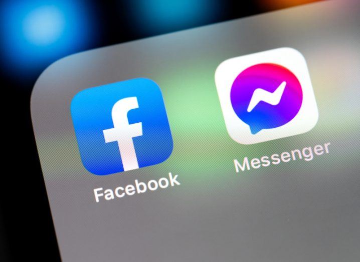 Facebook and Messenger app icons on a mobile phone screen.