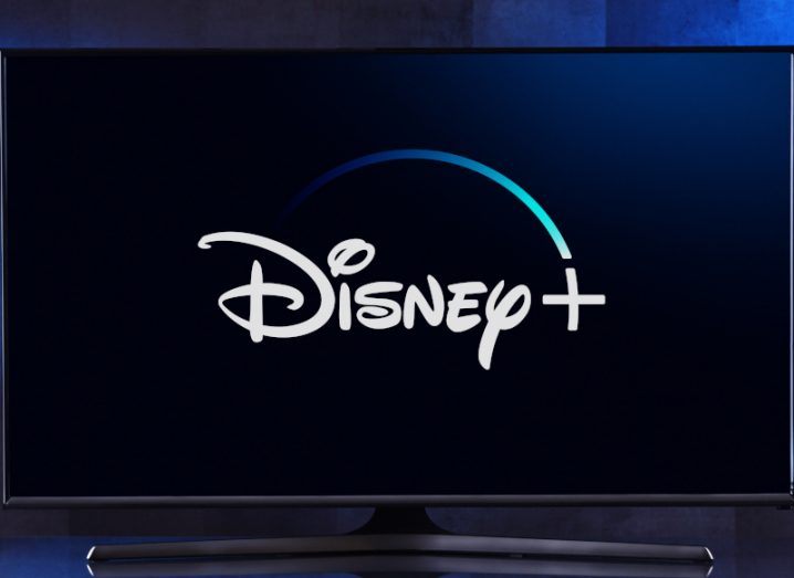 The Disney+ logo on a TV screen.