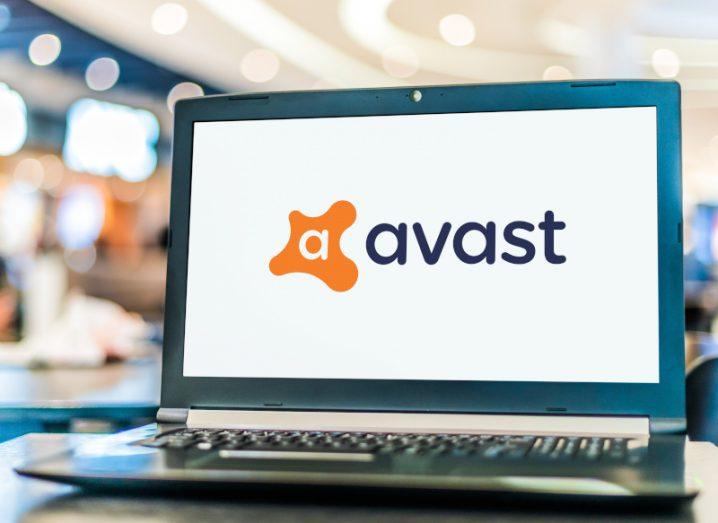 A laptop displaying the Avast logo.