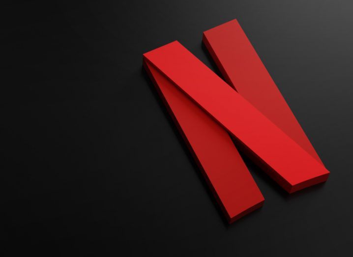 3D illustration of the Netflix logo against a black background.