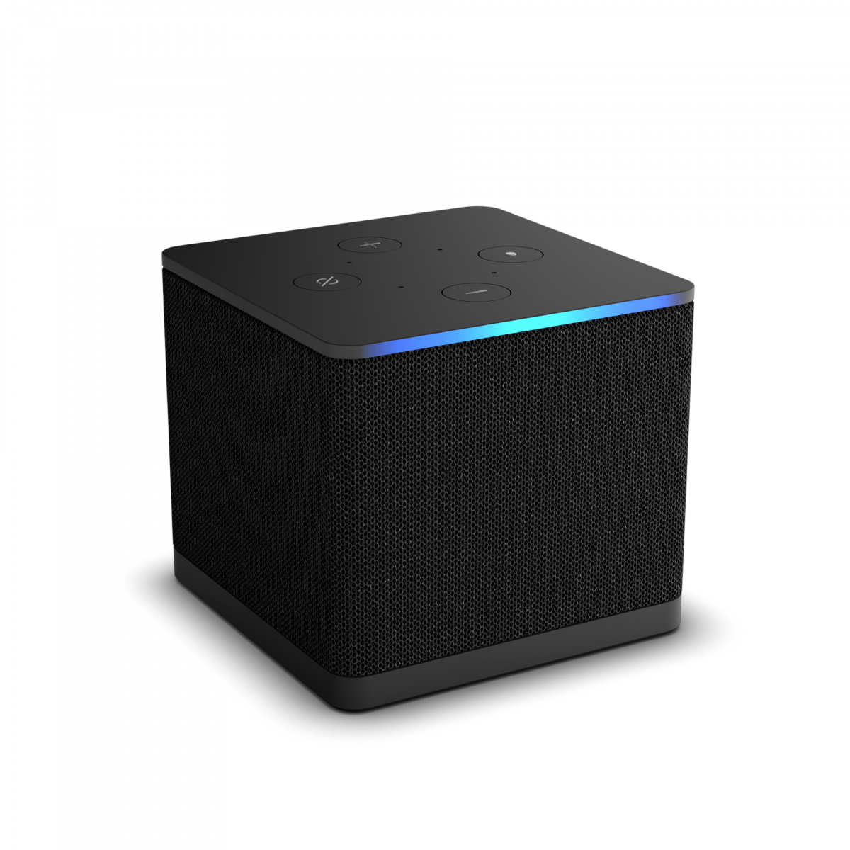 An Amazon Fire TV Cube in a white background.