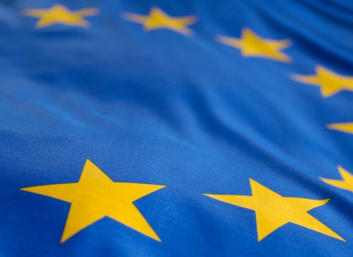 Close-up of stars on the EU flag.