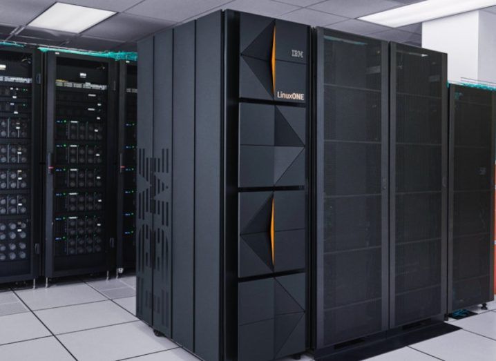 An IBM LinuxOne server inside a data centre.