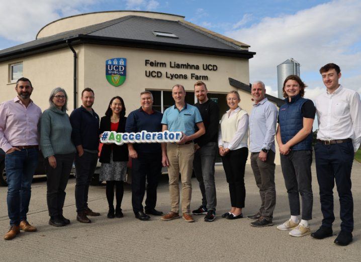 Group photo of some of the founders at AgTechUCD Innovation Centre in UCD.