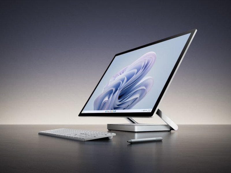 A product shot of the new Surface Studio 2+ PC.