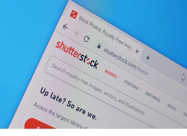 The Shutterstock page open on a web browser tab.
