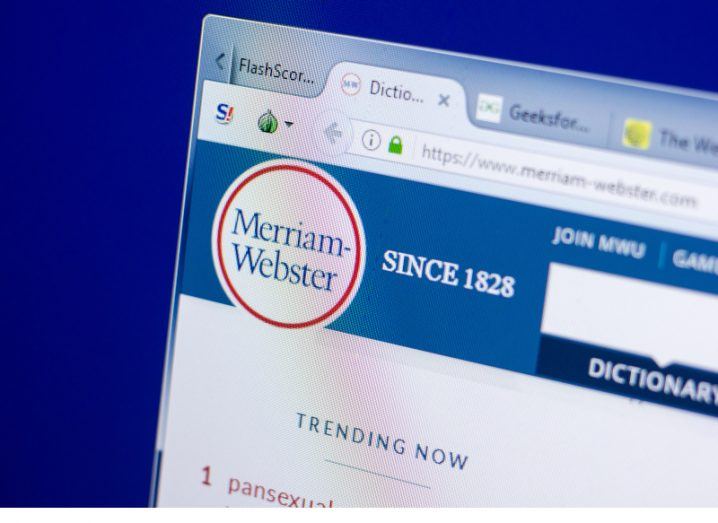 Web browser page opened on the Merriam-Webster dictionary page.