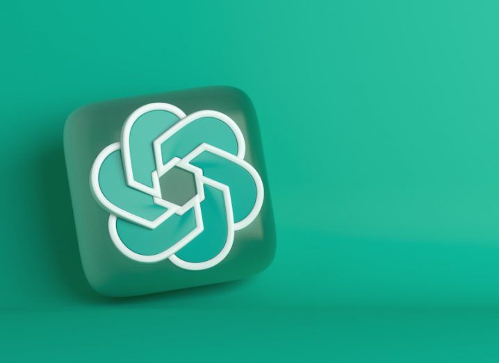 Illustration of the OpenAI logo on a green background.