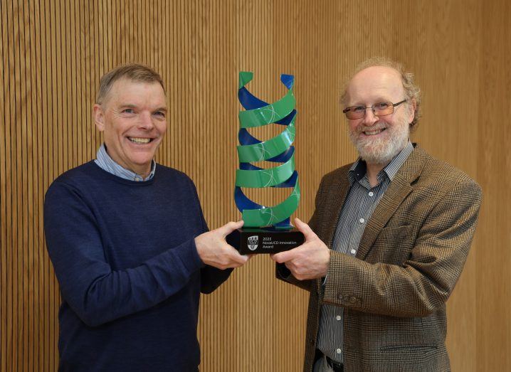 Prof Stefan Oscarson and Prof Stephen Carrington holding their award.