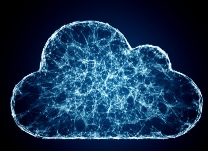 A digital picture of a cloud representing cloud technology on a black background.