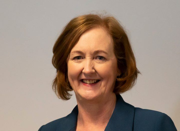 Headshot of a woman wearing a navy blue blazer with a grey wall behind her. She is Breege Cosgrave, head of enterprise at the Local Enterprise Office in Wexford.