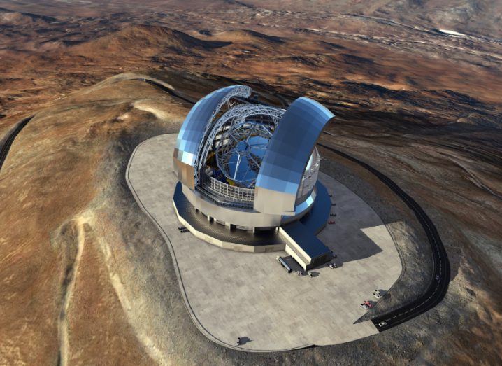 An artist's depiction of the Extremely Large Telescope (ELT) on Cerro Armazones in northern Chile.