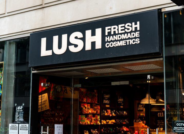 The front entrance of a London branch of cosmetics company Lush.