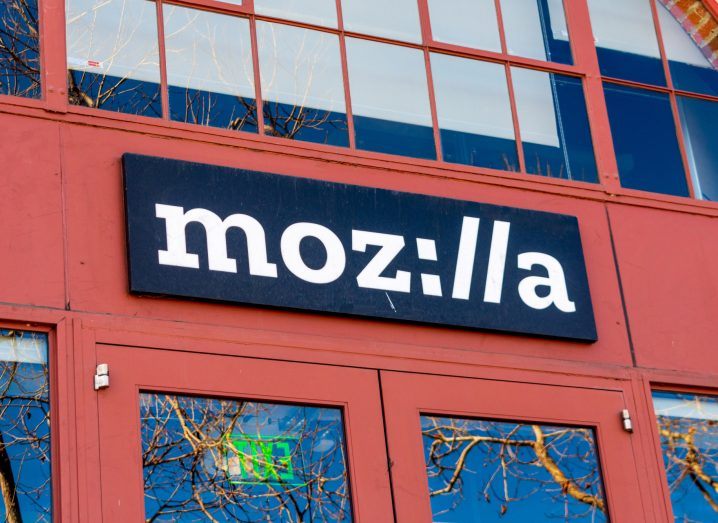 Mozilla logo on a building.