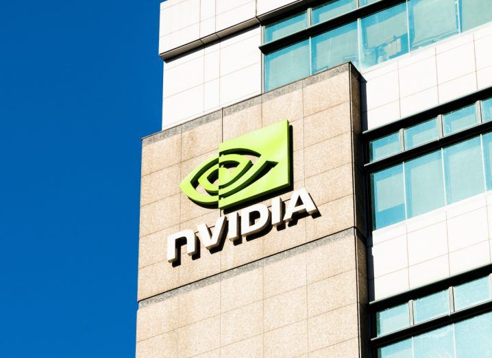 Nvidia logo on a building.
