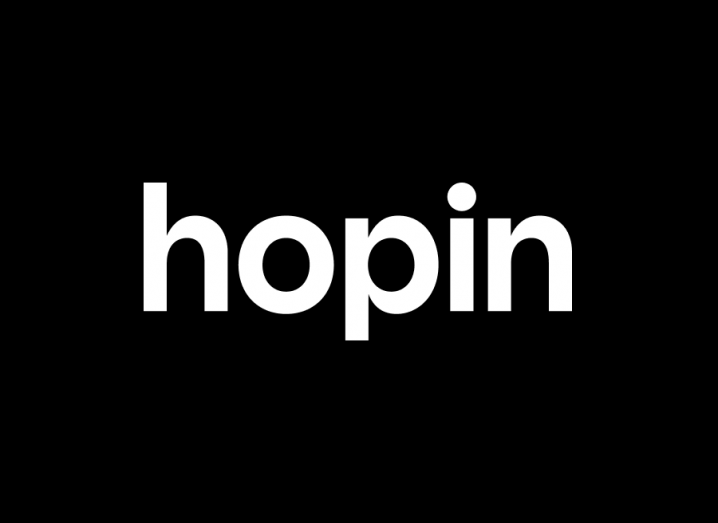 Hopin logo in white on a black background.