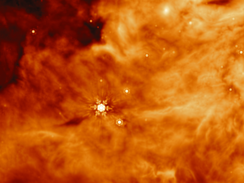 Джеймс Уэбб наблюдает группу соединений вокруг двух звезд