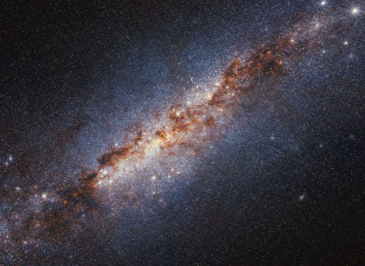 An image of the bright galaxy, taken by the James Webb Space Telescope.