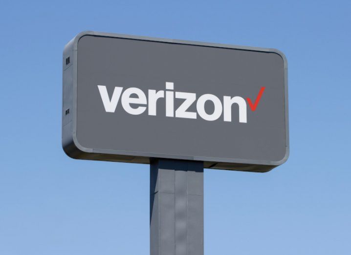 Verizon logo on a sign.