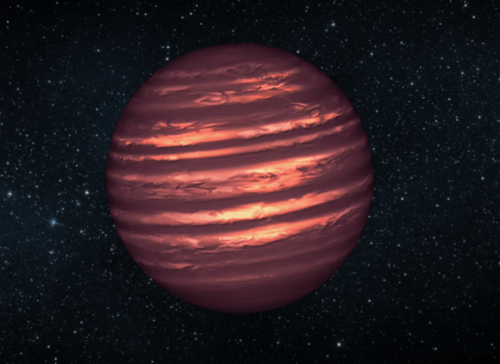An illustration of a brown dwarf in space.