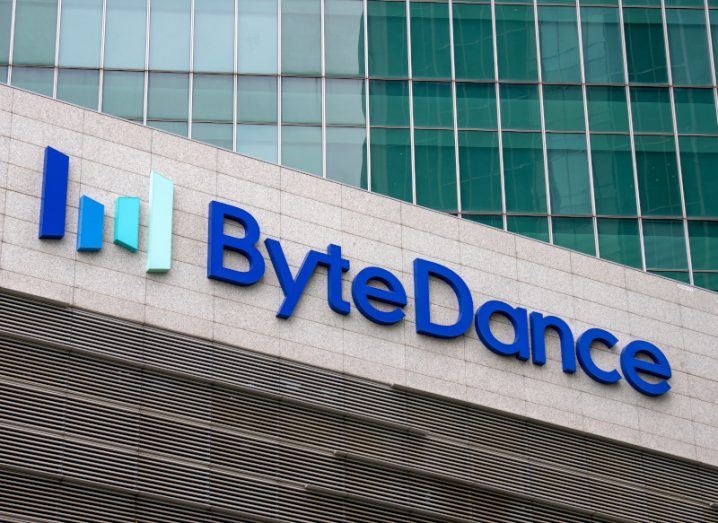 The logo of TikTok parent company ByteDance on a building.