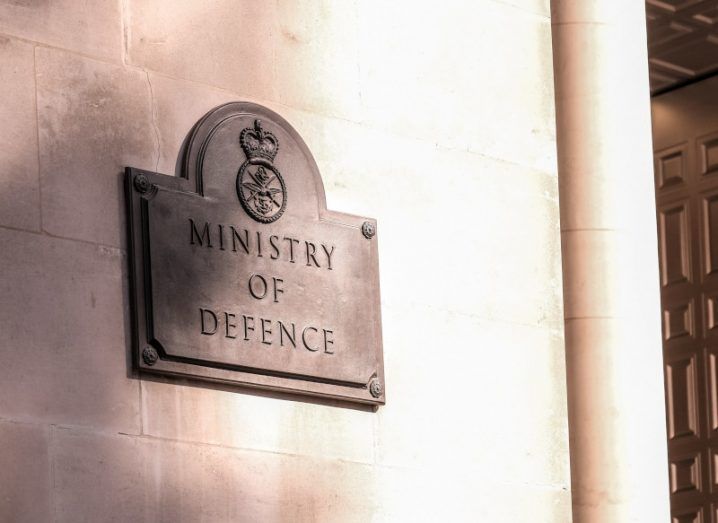 A sign that reads Ministry of Defence on a UK building.